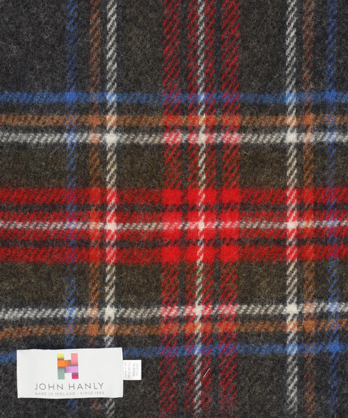 Ierse Plaid van Shetland Wol | Grey Red Stewart Plaid