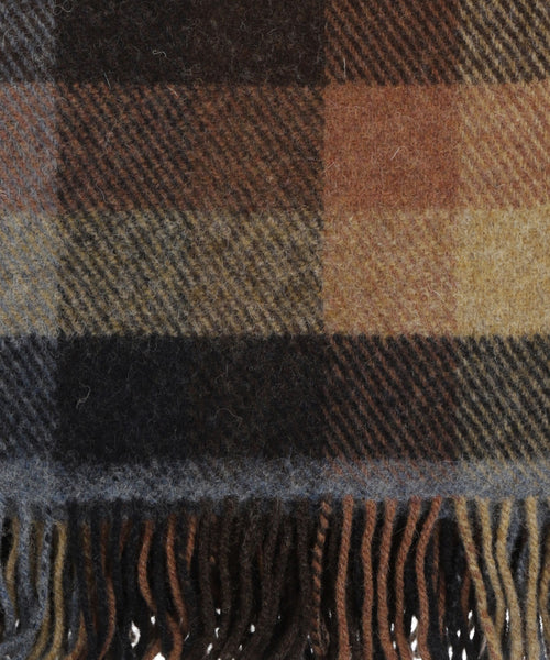 Ierse Plaid van Shetland Wol | Brown CharcoalGrey Rust Box Plaid