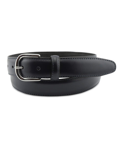 Leren Riem zilveren streep | Navy Blauw