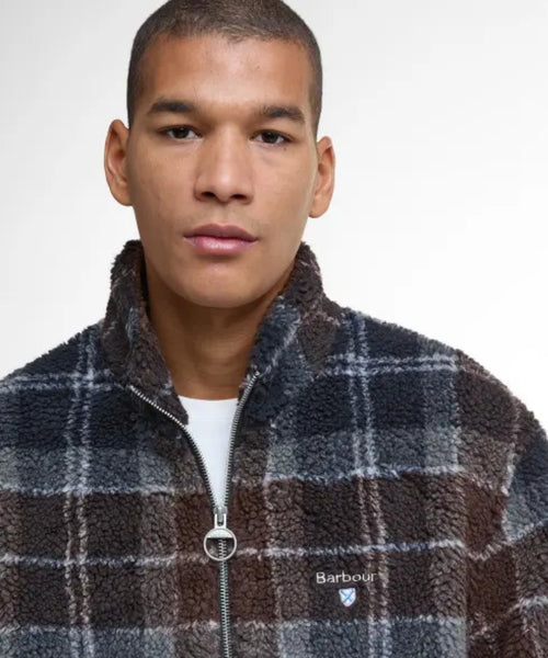 Barbour Tartan Sherpa Fleece | Navy Blue