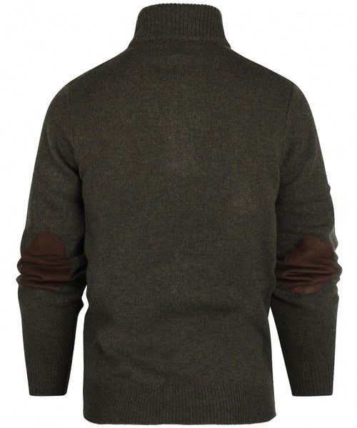 Pullover with zip and button closure | Green