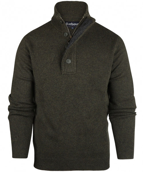 Pullover with zip and button closure | Green