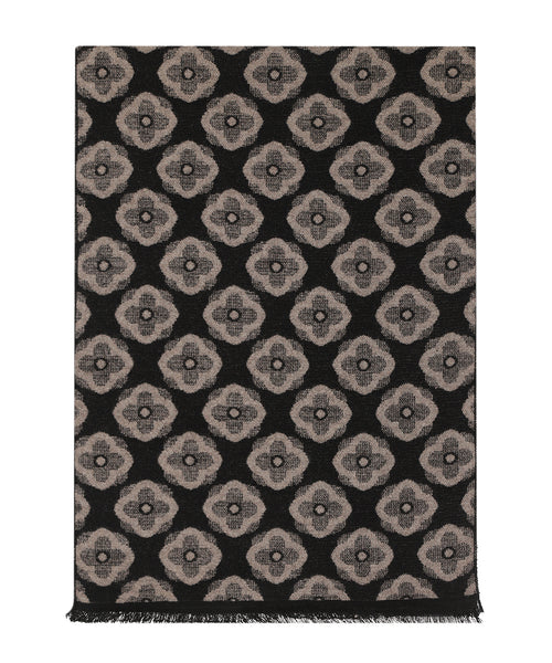 Viscose Scarf with classic Print | Grey