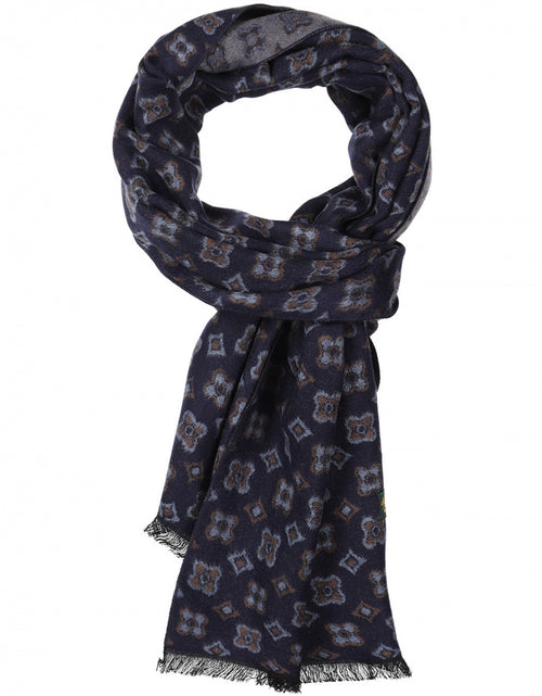 Viscose Scarf with classic Print | Denim Blue