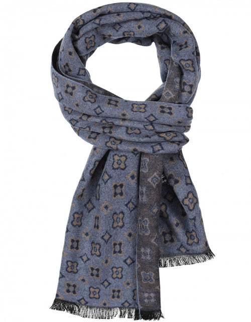 Viscose Sjaal met klassieke Print | Blauw