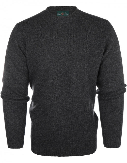 Alan Paine Shetland Crew Neck Pullover | Charcoal Grey