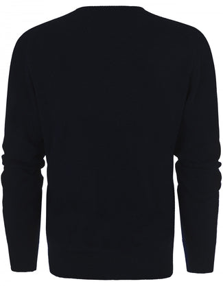 William Lockie V-neck Lambswool Pullover | Navy
