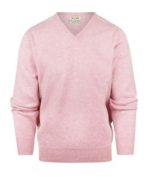 William Lockie V-neck Lambswool Sweater | Pink