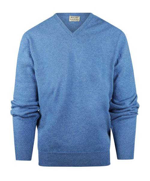 Pullover Lamswol dutch fit v-hals | Blauw