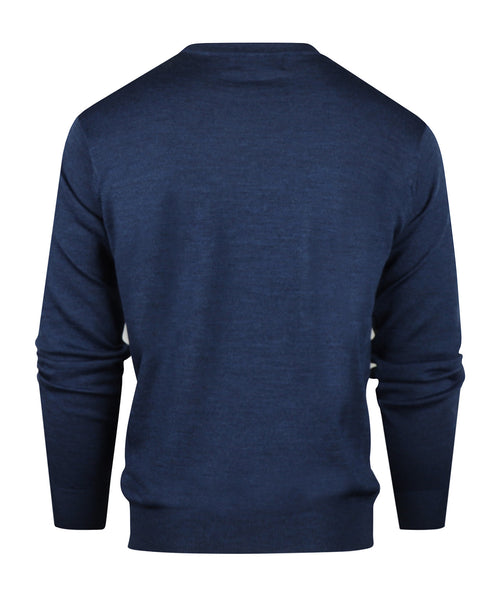 Pullover merino wol v-hals | Blauw