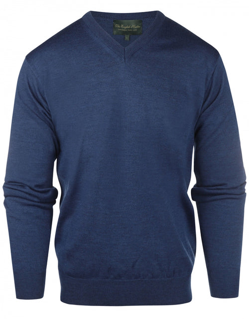 Pullover merino wol v-hals | Blauw