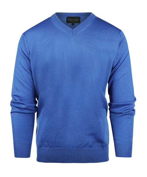 Pullover merino wol v-hals | Blauw