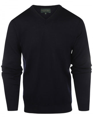 Pullover merino wol v-hals | Navy