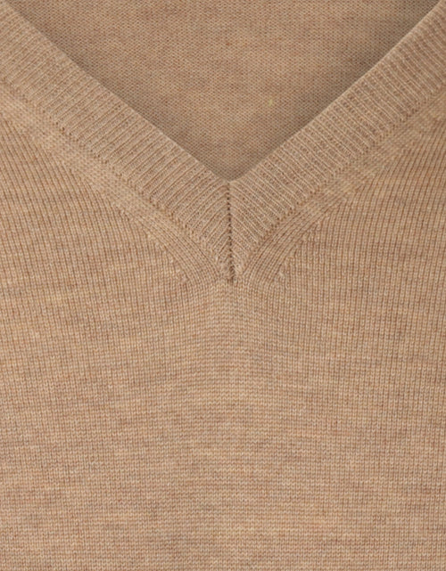 Pullover merino wol v-hals | Camel