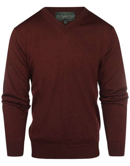 Pullover merino wol v-hals | Bordeaux