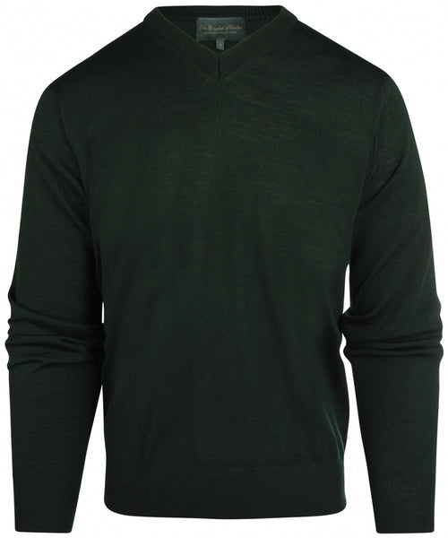 Pullover merino wol v-hals | Groen