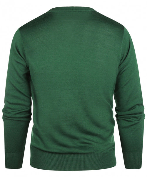 Pullover merino wol v-hals | Groen