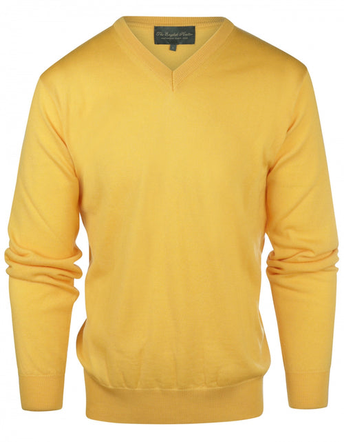 Pullover merino wol v-hals | Geel