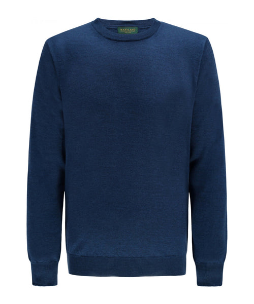 Merino wool round neck sweater | Blue