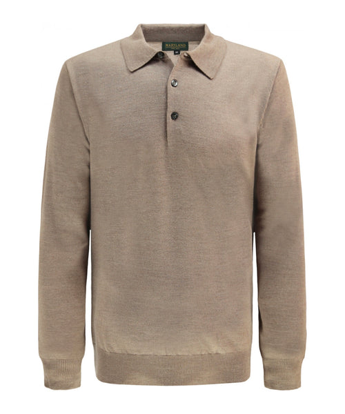 Pullover polo merino wool | Dark Beige