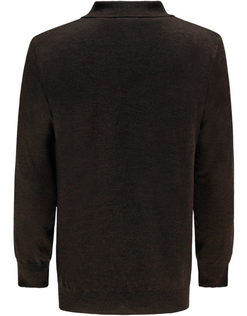 Pullover polo merino wol | Donker Bruin