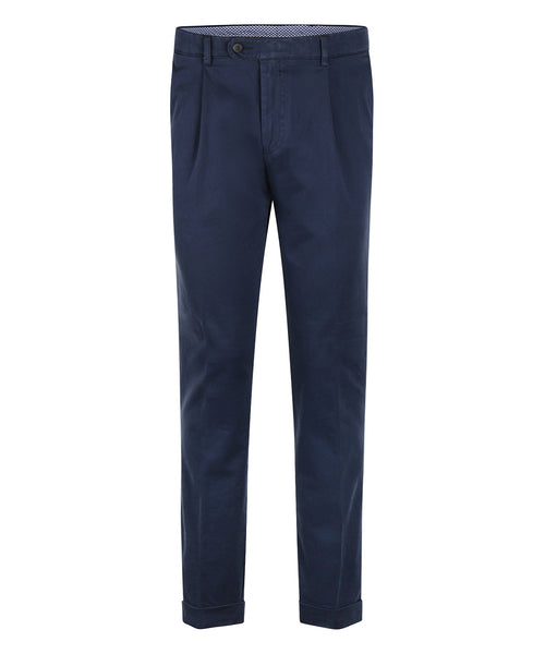 Pantalon Blackpool Bandplooi met Omslag | Blauw