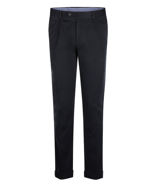 Pantalon Blackpool Bandplooi met Omslag | Navy Blauw