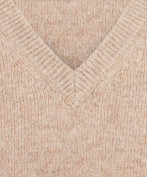 Pullover klassiek Lamswol v-hals | Bruin