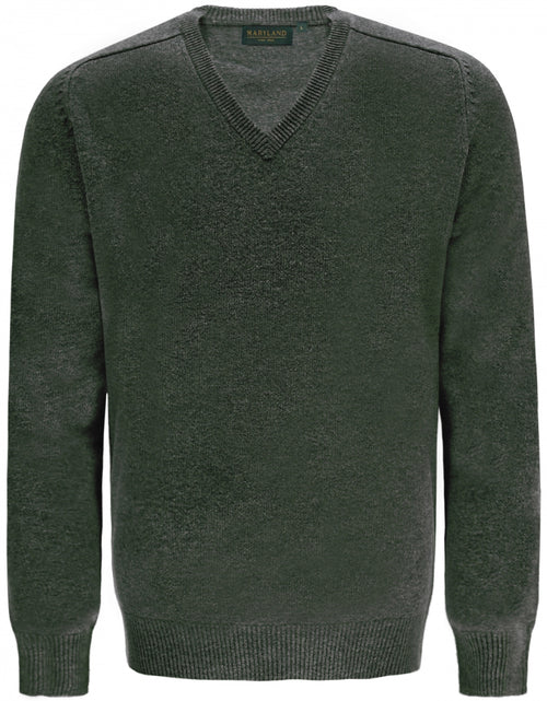 Classic Lambswool v-neck sweater | Green