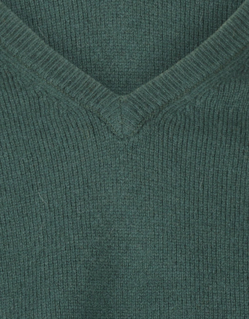 Pullover klassiek Lamswol v-hals | Groen