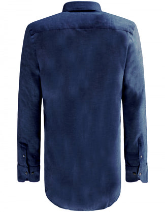 Overhemd linnen lange mouwen | Navy Blauw