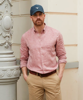 Shirt linen long sleeves | Bordeaux Red