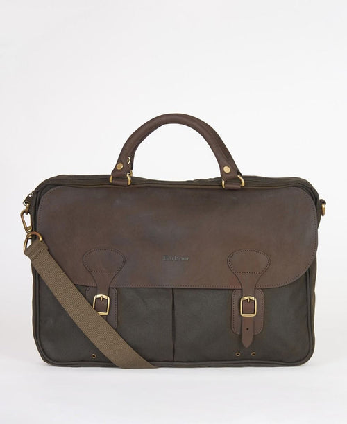 Barbour Wax Leather Briefcase | Green