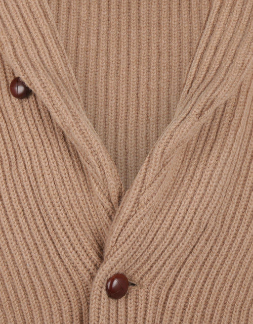 William Lockie Knoop Vest Sjaalkraag | Camel