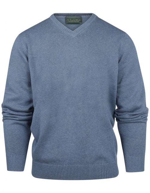 Pullover katoen v-hals | Blauw