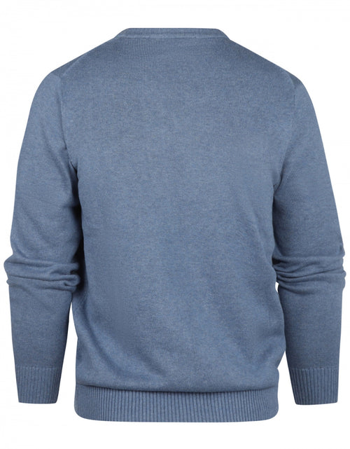 Pullover katoen v-hals | Blauw