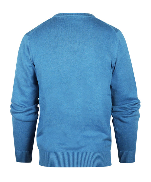 Pullover katoen v-hals | Blauw