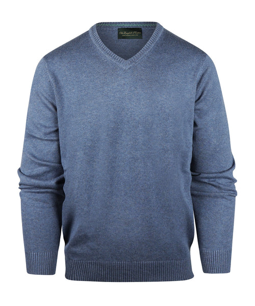 Pullover katoen v-hals | Blauw