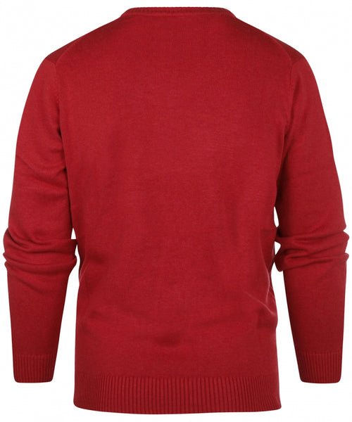 Pullover katoen v-hals | Rood