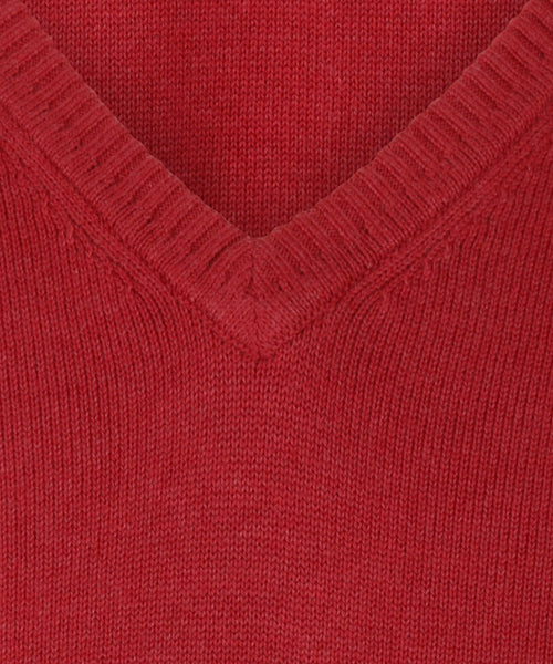 Pullover katoen v-hals | Rood