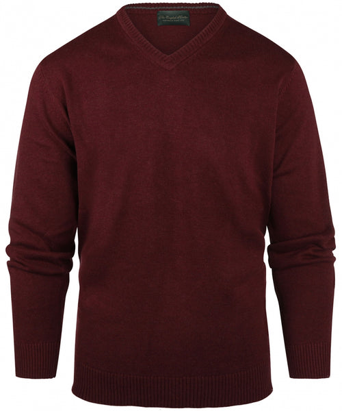 Cotton v-neck sweater | Bordeaux Red