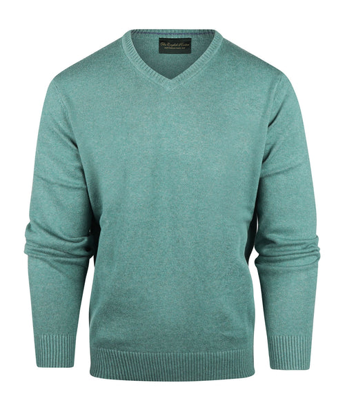 Pullover katoen v-hals | Groen