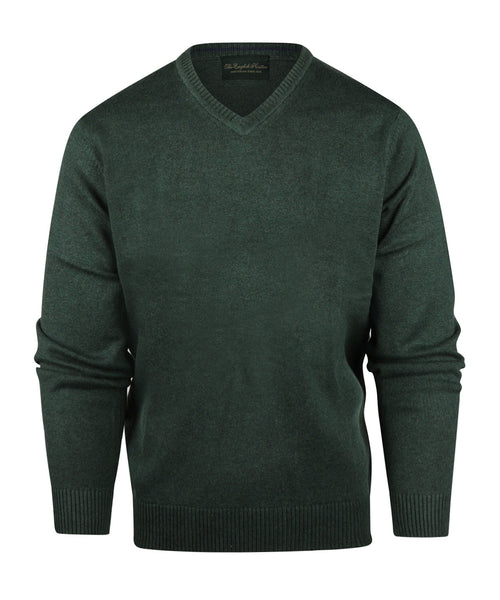 Pullover katoen v-hals | Groen