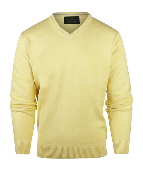 Pullover katoen v-hals | Geel