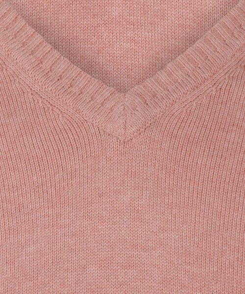 Pullover katoen v-hals | Roze