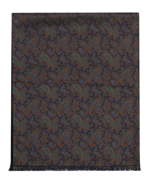 Silk scarf with wool lining | Blue