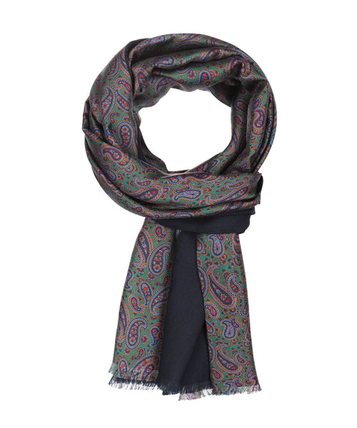Silk scarf with wool lining | Green