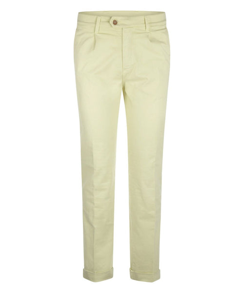 Pantalon Boston Bandplooi en Omslag | Geel