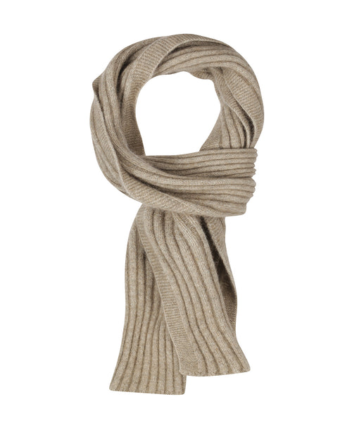 Rib Sjaal merinowol mix 165X16 | Beige