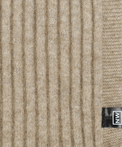 Rib Sjaal merinowol mix 165X16 | Beige